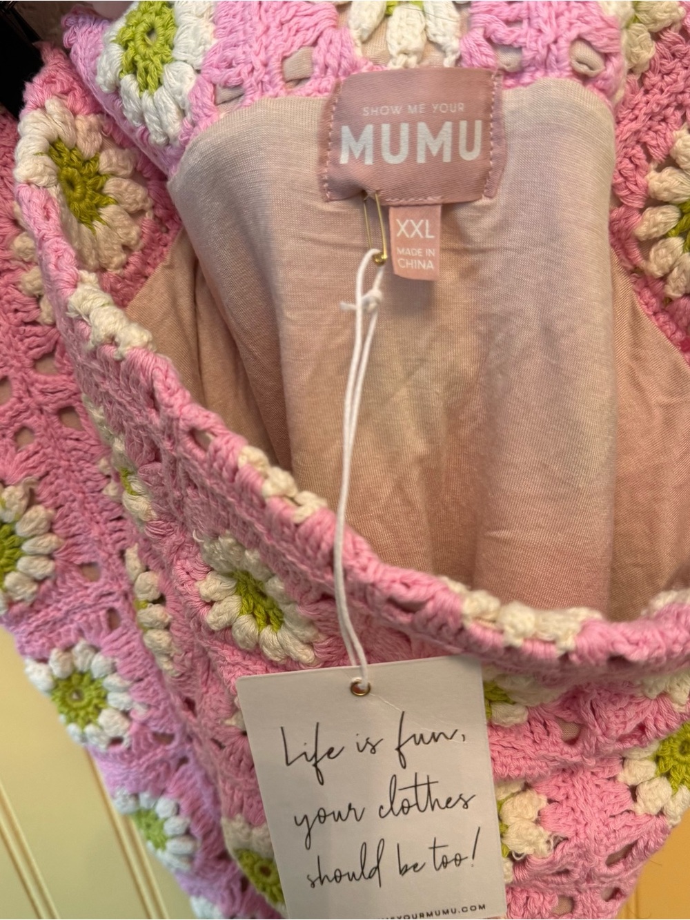 Show Me Your MuMu Pink Crochet Daisy Skirt - Picture 7 of 8